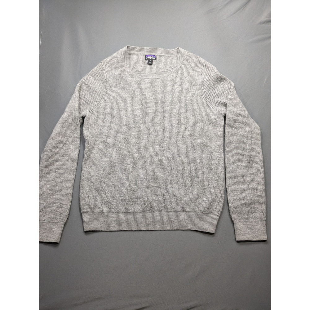Patagonia Womens Grey 100% Merino Wool Waffle Knit Crewneck Sweater 50535 Small
